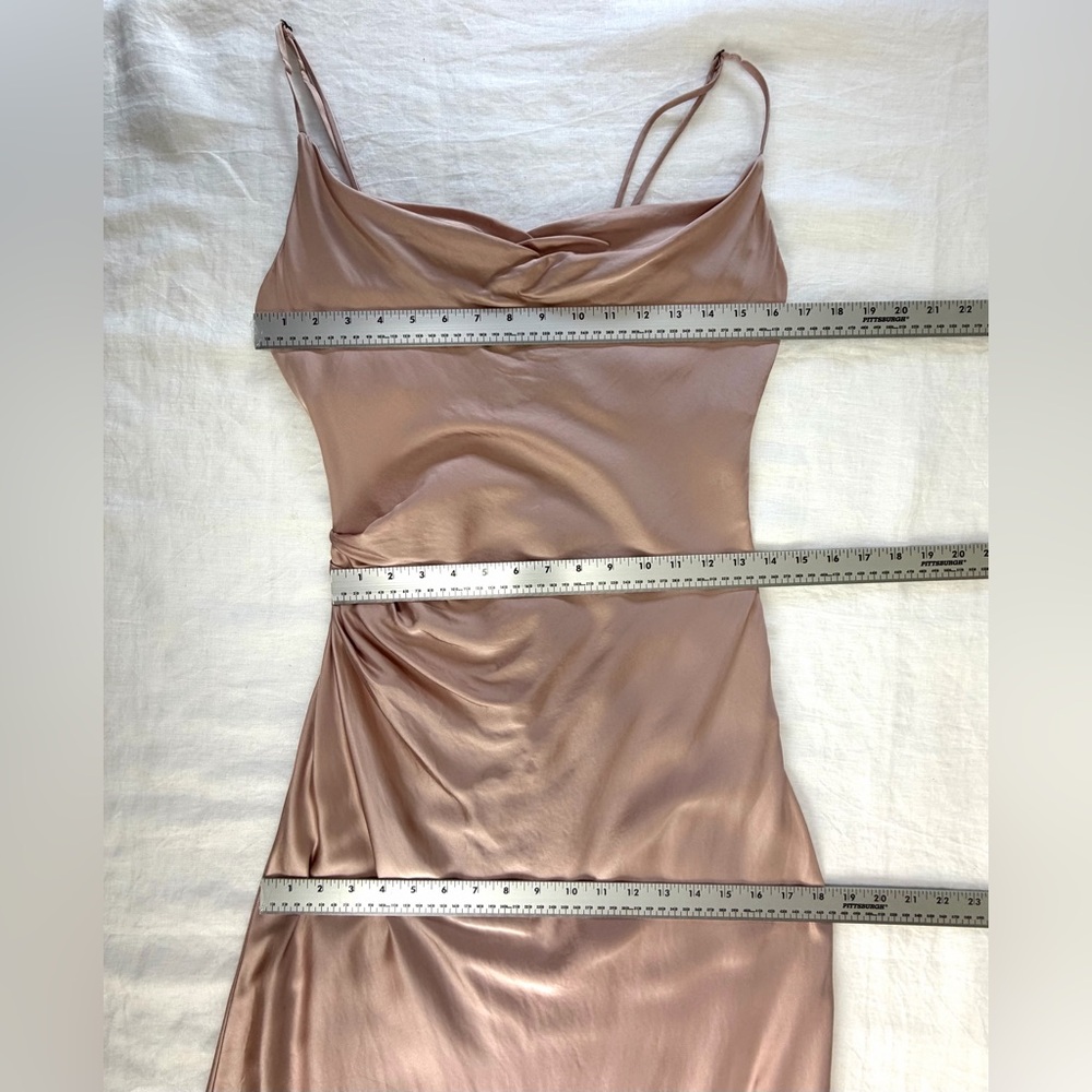 Zara Blush Cowl Neck Spaghetti Strap Slip Dress Asymmetrical Hem M - Picture 11 of 16